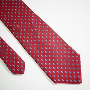 Austin Reed Regent Street Red Blue Paisley Geometric‎ Print Short Silk Tie